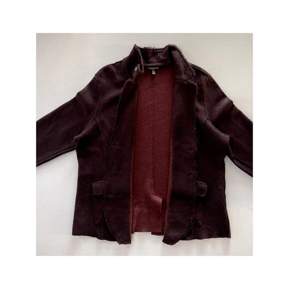 Eileen Fisher Sz 2X Sweater Blazer Maroon Felted Wool Lagenlook Layering - Picture 5 of 15